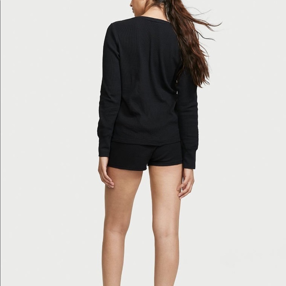 NWT Victoria secret pajama set (thermal) ALL BLACK XL - Picture 4 of 12